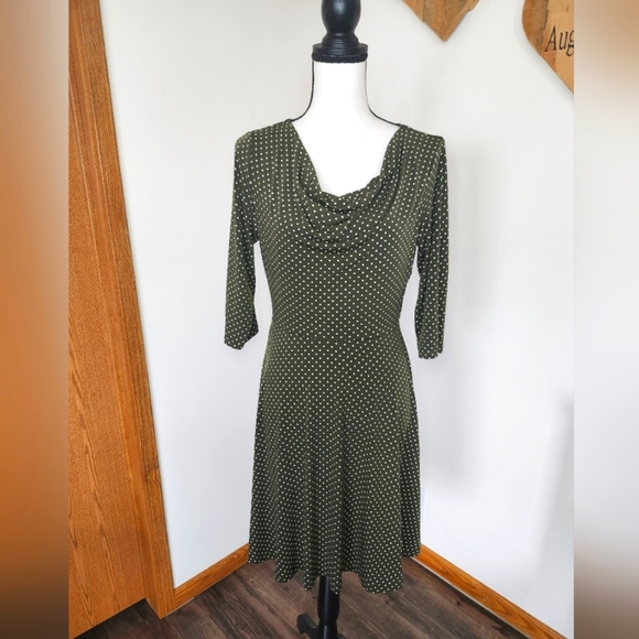 Enfocus Studio Polka Dot Deep Green Dress - Picture 1 of 5